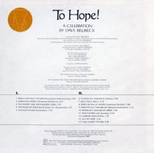 To Hope! A Celebration by Dave Brubeck. - LP back cover